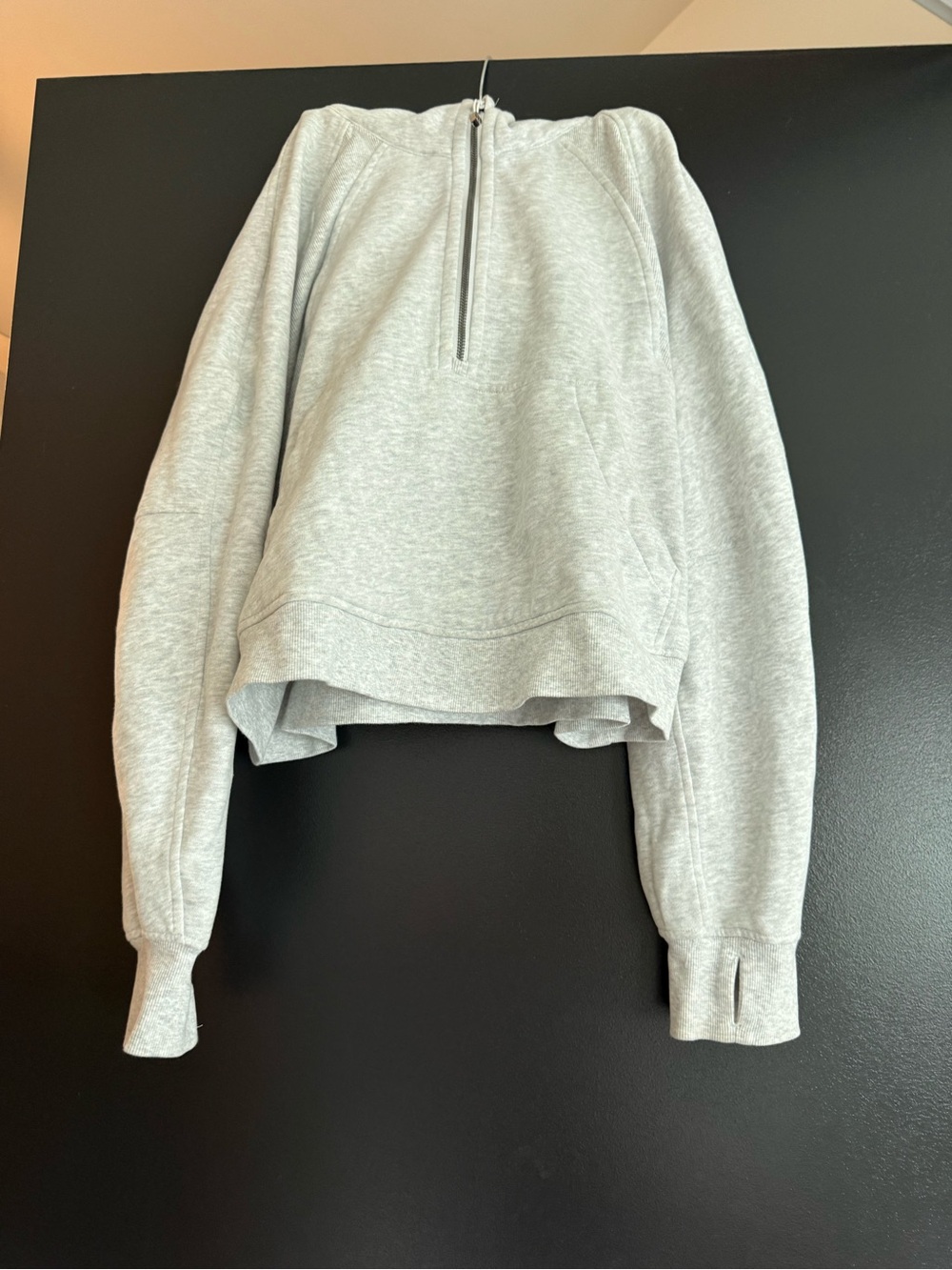 lululemon athletica Light Gray Half-Zip Cropped Sweatshirt